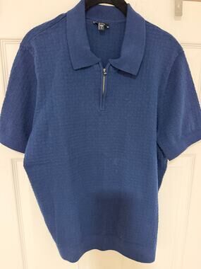 Express - Men's - Navy Blue - Knit zip Polo sweater Shirt -Size Small